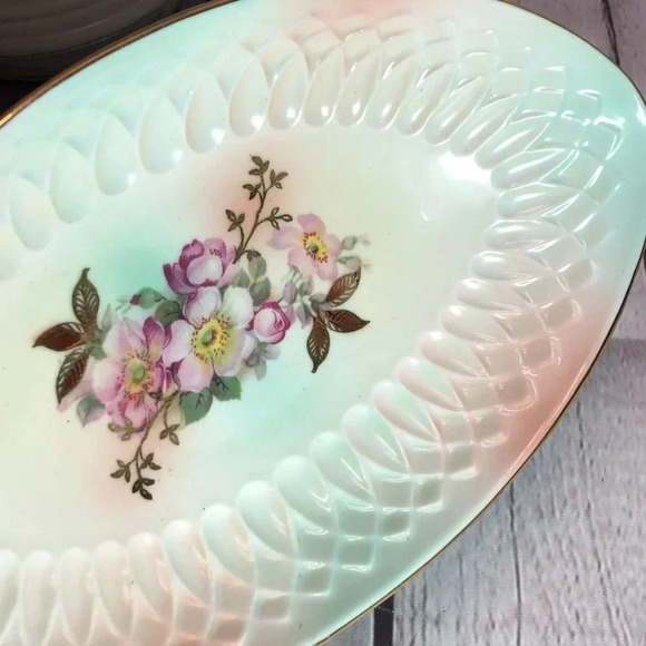 Vintage Bavaria Wild Rose (Scallop, Rim, Embossed) by Schumann relish dish - Picture 3 of 7